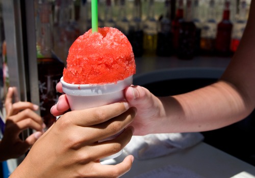 A snow cone given to a customer on one of our Festival Days